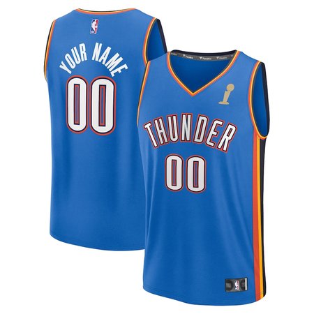 Men's Oklahoma City Thunder Fanatics Blue 2025 NBA Finals Champions Fast Break Replica Custom Icon Edition Jersey