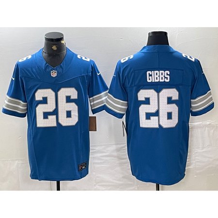 Detroit Lions Home Game Jersey Blue #26 Jahmyr Gibbs Mens