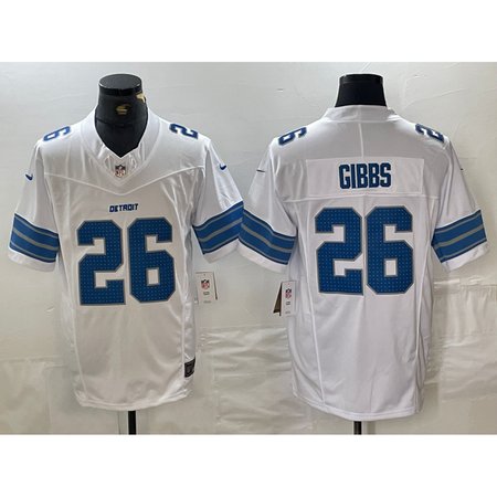 Detroit Lions Road Game Jersey White #26 Jahmyr Gibbs Mens