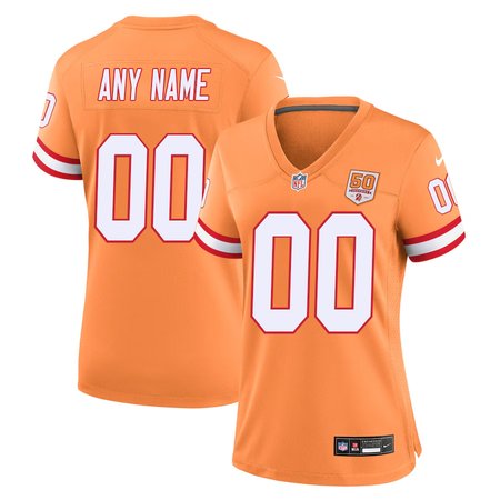 Women's '76 Tampa Bay Buccaneers Custom Orange Nike White 50th Season Game Jersey