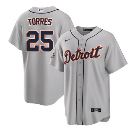 Men's Detroit Tigers #25 Gleyber Torres Grey 2025 MLB All-Star Game Road Replica Player Jersey
