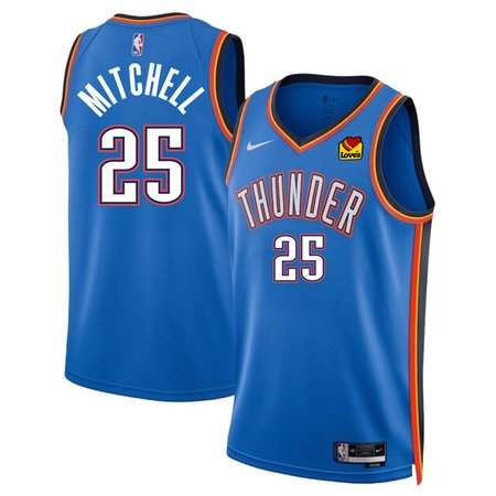 Men's Oklahoma City Thunder #25 Ajay Blue 2024 Draft Icon Edition Stitched Basketball Jersey