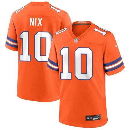 Men's Denver Broncos #10 Bo Nix Orange Mile High Collection 1977 Throwback Player Game Jersey