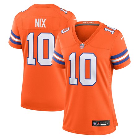 Women's Denver Broncos #10 Bo Nix Orange Mile High Collection 1977 Throwback Player Game Jersey