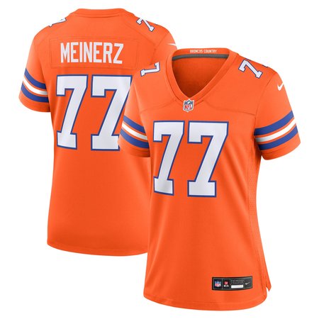 Women's Denver Broncos #77 Quinn Meinerz Orange Mile High Collection 1977 Throwback Player Game Jersey
