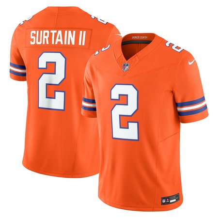 Men's Denver Broncos #2 Patrick Surtain II Orange Alternate Mile High Collection 1977 Throwback Vapor F.U.S.E. Limited Jersey