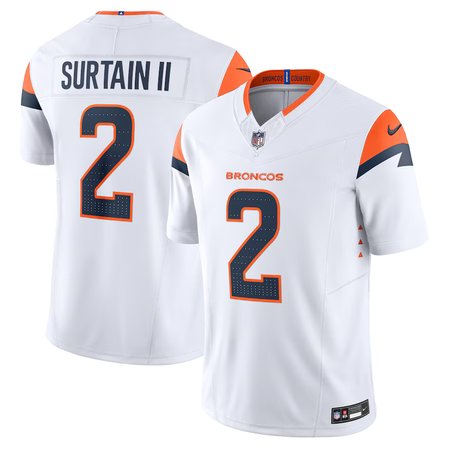 Men's Denver Broncos #2 Patrick Surtain II Nike White Mile High Collection Vapor F.U.S.E. Limited Jersey