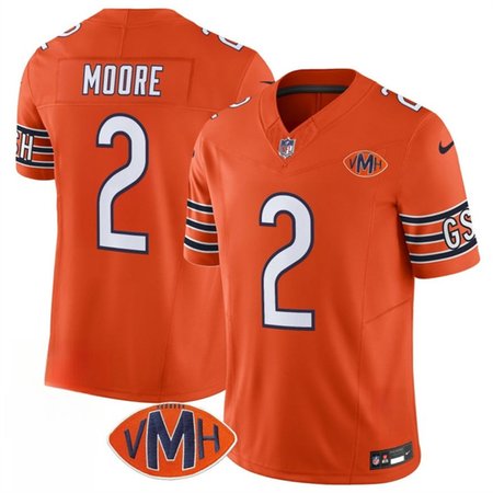 Youth Chicago Bears #2 D.J. Moore Orange 2025 F.U.S.E. With VMH Patch Vapor Untouchable Limited Stitched Football Jersey