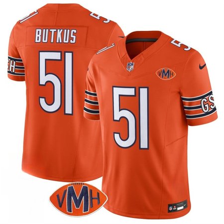 Youth Chicago Bears #51 Dick Butkus Orange 2025 F.U.S.E. With VMH Patch Vapor Untouchable Limited Stitched Football Jersey