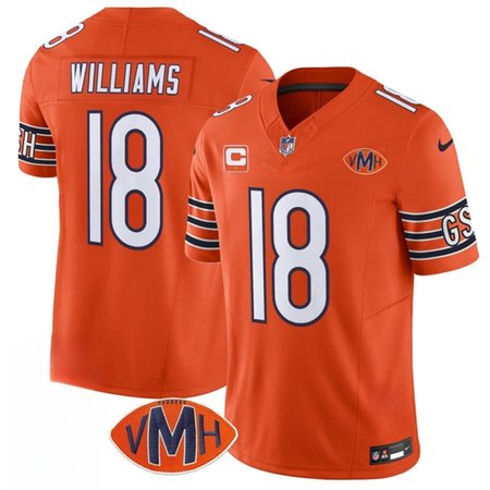 Men's Chicago Bears #18 Caleb Williams Orange 2025 F.U.S.E. With 1-Star C Patch And VMH Patch Vapor Untouchable Limited Stitched Football Jersey