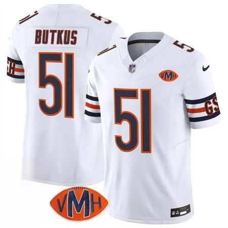 Youth Chicago Bears #51 Dick Butkus White 2025 F.U.S.E. With VMH Patch Vapor Untouchable Limited Stitched Football Jersey