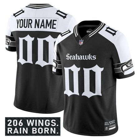 Youth Seattle Seahawks Active Player Custom Black Alternate 2025 F.U.S.E. 'Gothic Rain City Shadows Edition' Vapor Limited Stitched Football Jersey