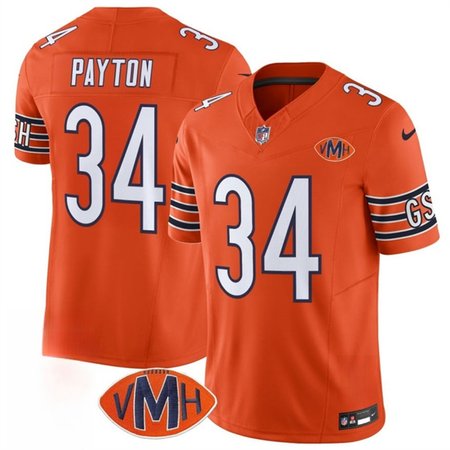 Men's Chicago Bears #34 Walter Payton Orange 2025 F.U.S.E. With VMH Patch Vapor Untouchable Limited Stitched Football Jersey