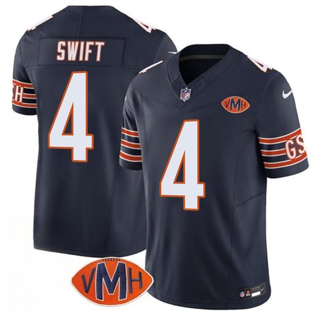 Men's Chicago Bears #4 D'Andre Swift Navy 2025 F.U.S.E. With VMH Patch Vapor Untouchable Limited Stitched Football Jersey