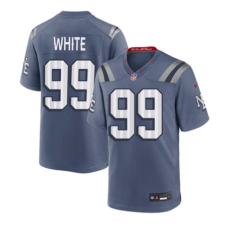 Men's New England Patriots #99 Keion White Blue Rivalries Collection Game Jersey