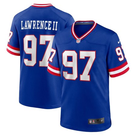 Men's New York Giants #97 Dexter Lawrence II Royal Classic Game Player Jersey