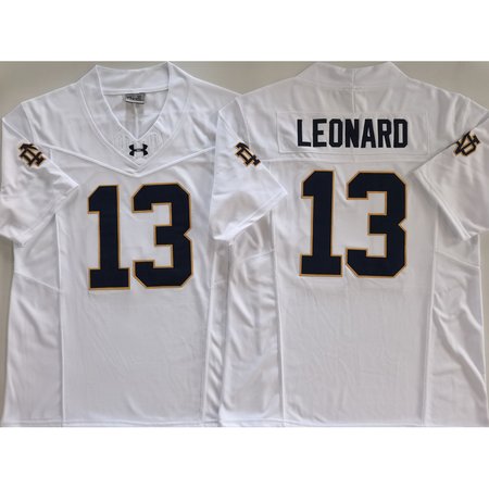 Men's Notre Dame Fighting Irish #13 Riley Leonard White Stitched Jersey