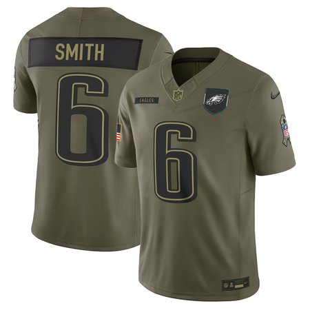 Youth's Philadelphia Eagles #6 DeVonta Smith Nike Olive 2025 Salute to Service Retired Limited Jersey