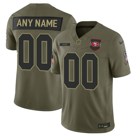 Youth's San Francisco 49ers Custom Nike Olive 2025 Salute to Service Retired Limited Jersey