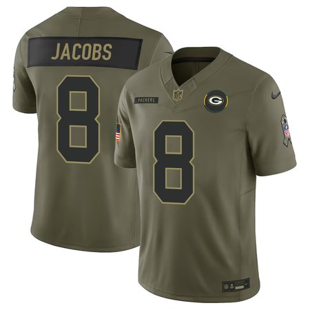 Youth's Green Bay Packers #8 Josh Jacobs Nike Olive 2025 Salute to Service Retired Limited Jersey