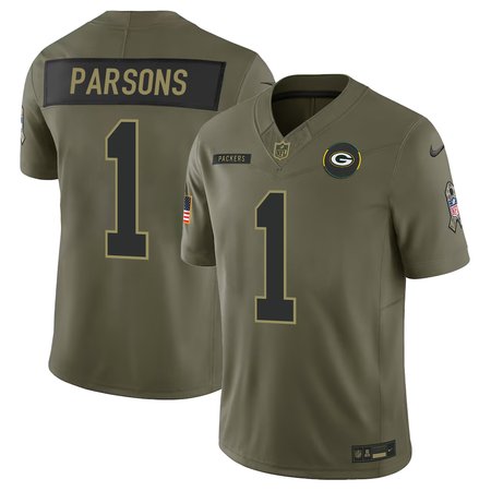 Youth's Green Bay Packers #1 Micah Parsons Nike Olive 2025 Salute to Service Retired Limited Jersey