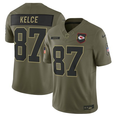 Youth's Kansas City Chiefs #87 Travis Kelce Nike Olive 2025 Salute to Service Retired Limited Jersey