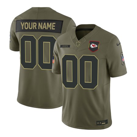 Youth's Kansas City Chiefs Custom Nike Olive 2025 Salute to Service Retired Limited Jersey