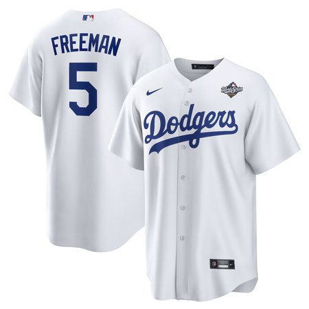 Men's Los Angeles Dodgers #5 Freddie Freeman Nike White 2025 World Series Home Replica Player Jersey