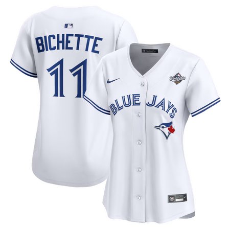 Women's Toronto Blue Jays #11 Bo Bichette Nike White 2025 World Series Home Limited Jersey