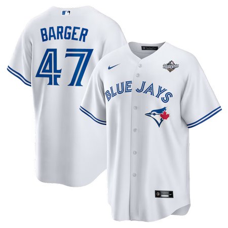 Men's Toronto Blue Jays #47 Addison Barger Nike White 2025 World Series Home Replica Player Jersey