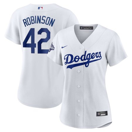 Women's Los Angeles Dodgers #42 Jackie Robinson Nike White 2025 World Series Champions Home Replica Jersey