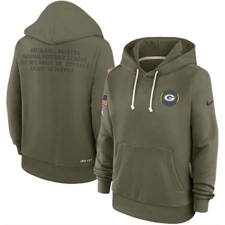 Women's Green Bay Packers Olive 2025 Salute to Service Sideline Standard Issue Dri-FIT Hoodie(Run Small)