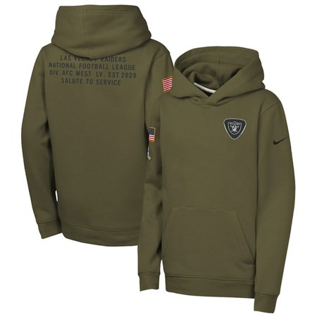 Youth Las Vegas Raiders Olive 2025 Salute to Service Club Fleece Hoodie