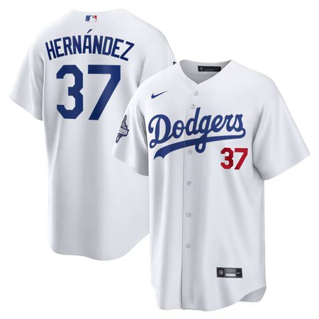 Men's Los Angeles Dodgers #37 Teoscar Hernandez Nike White 2025 World Series Champions Home Limited Jersey