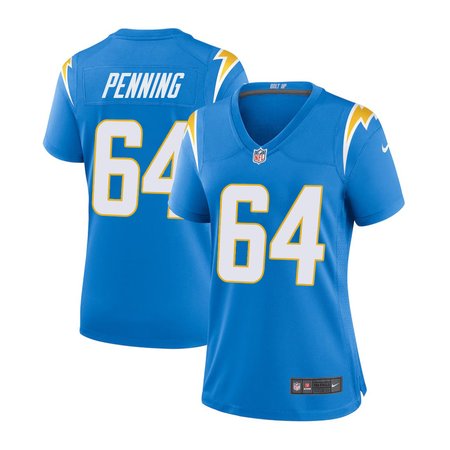 Women's Los Angeles Chargers #64 Trevor Penning Nike Blue Game Jersey