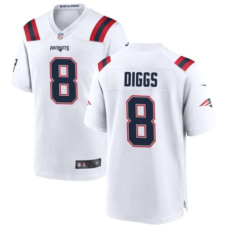 Men's New England Patriots #8 Stefon Diggs Nike White Game Jersey