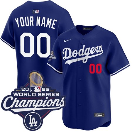Youth Los Angeles Dodgers Custom Nike Royal 2025 World Series Champions Home Limited Jersey
