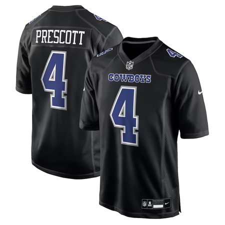 Men's Dallas Cowboys #4 Dak Prescott Carbon Black Fashion Game Jersey