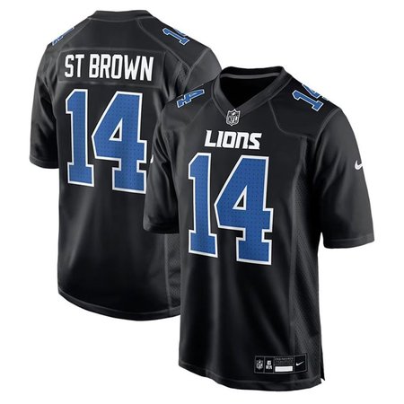 Men's Detroit Lions #14 Amon-Ra St. Brown Nike Carbon Black Fashion Game Jersey