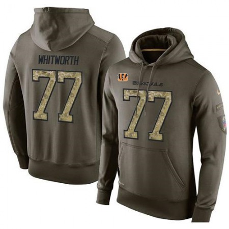 NFL Men's Cincinnati Bengals #77 Andrew Whitworth Stitched Green Olive Salute To Service KO Performance Hoodie