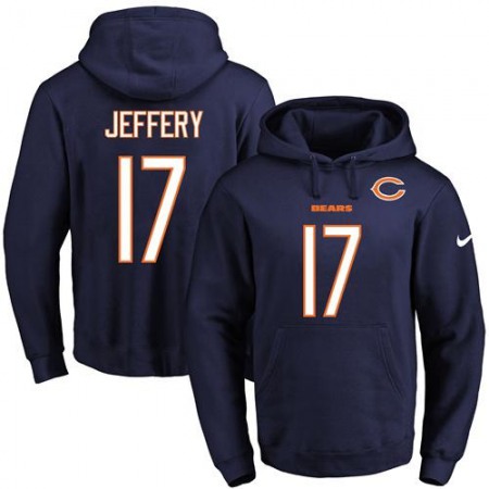 Bears #17 Alshon Jeffery Navy Blue Name & Number Pullover NFL Hoodie
