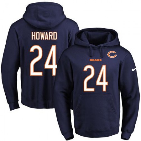 Bears #24 Jordan Howard Navy Blue Name & Number Pullover NFL Hoodie