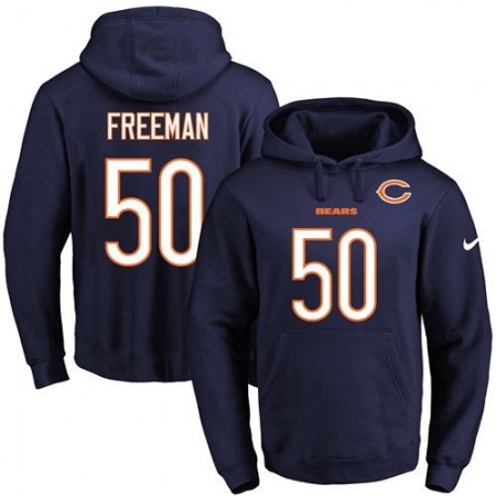 Bears #50 Jerrell Freeman Navy Blue Name & Number Pullover NFL Hoodie