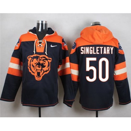 Bears #50 Mike Singletary Navy Blue Player Pullover NFL Hoodie
