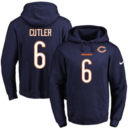 Bears #6 Jay Cutler Navy Blue Name & Number Pullover NFL Hoodie