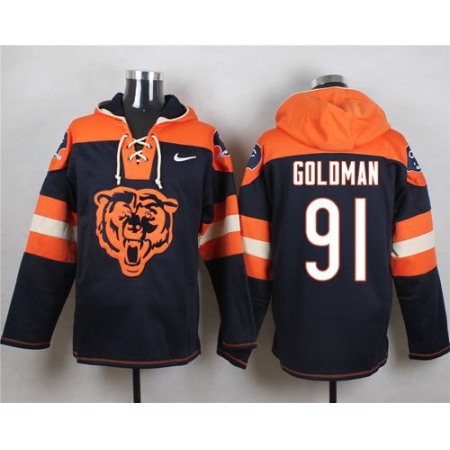 Bears #91 Eddie Goldman Navy Blue Player Pullover NFL Hoodie