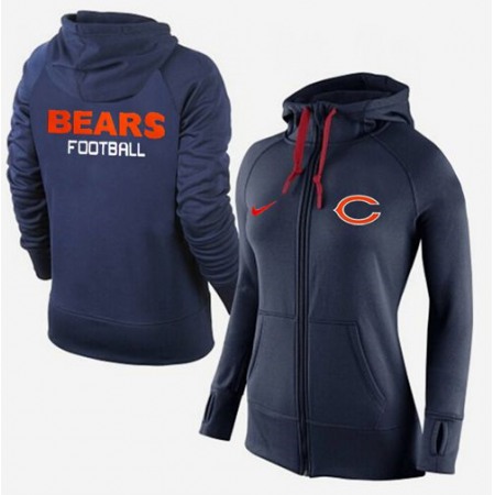 Women's Chicago Bears Full-Zip Performance Hoodie Dark Blue