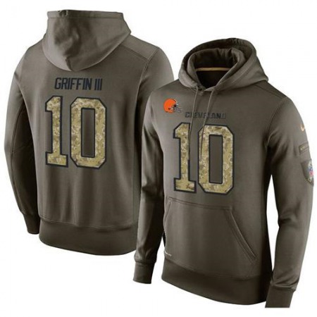 NFL Men's Cleveland Browns #10 Robert Griffin III Stitched Green Olive Salute To Service KO Performance Hoodie