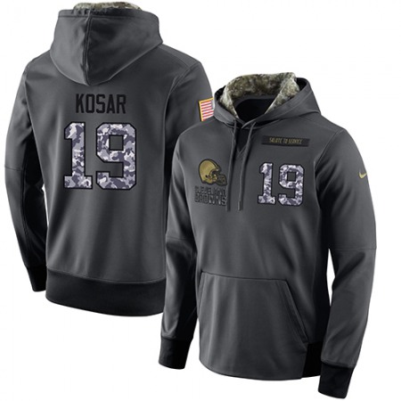 NFL Men's Cleveland Browns #19 Bernie Kosar Stitched Black Anthracite Salute to Service Player Performance Hoodie