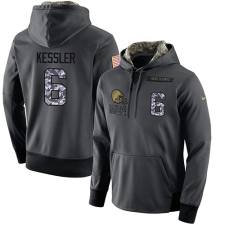 NFL Men's Cleveland Browns #6 Cody Kessler Stitched Black Anthracite Salute to Service Player Performance Hoodie
